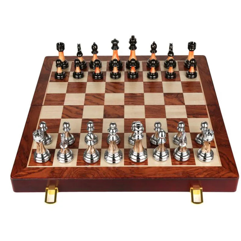 45CM Luxury Chess Set | Foldable With Metal Pieces | Home Ornaments Collection