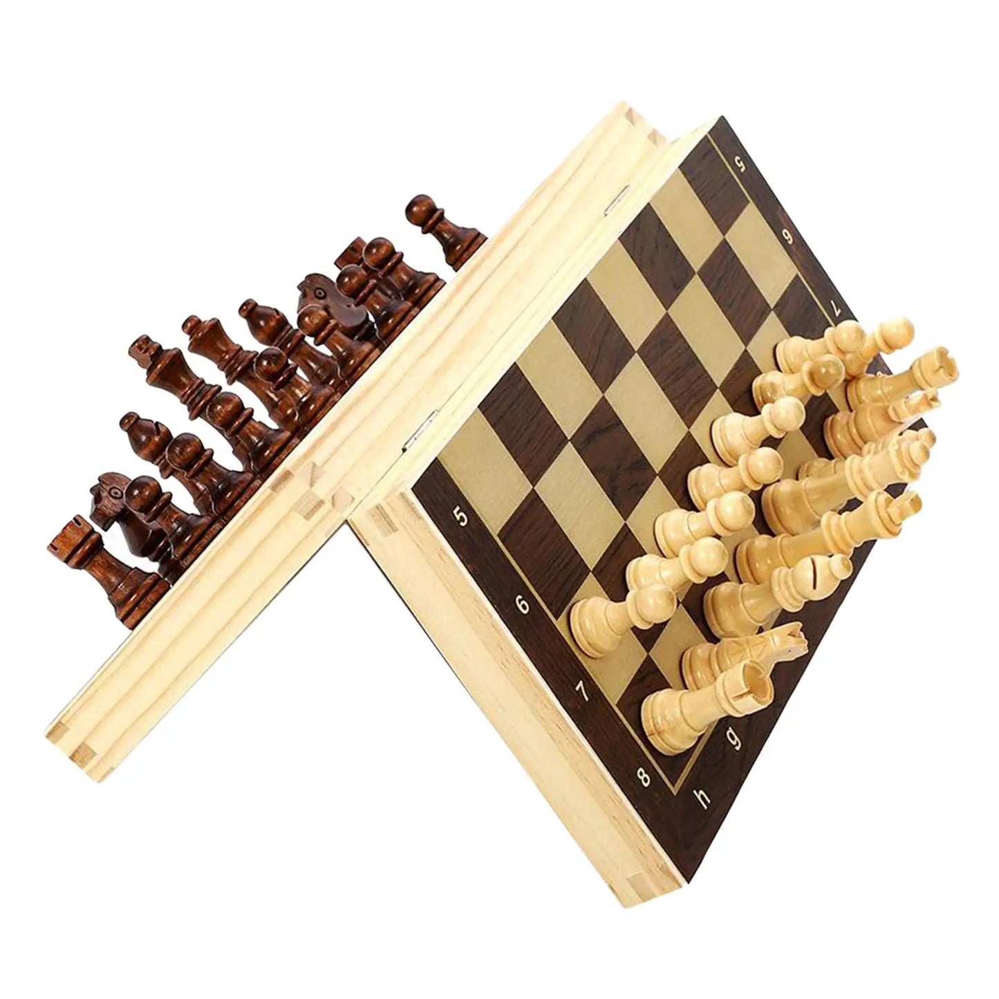 Antique Style Magnetic Wood Chess Set | Foldable and Magnetic