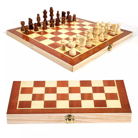 Elegant Mobile Wooden Chess Set | Foldable and Portable