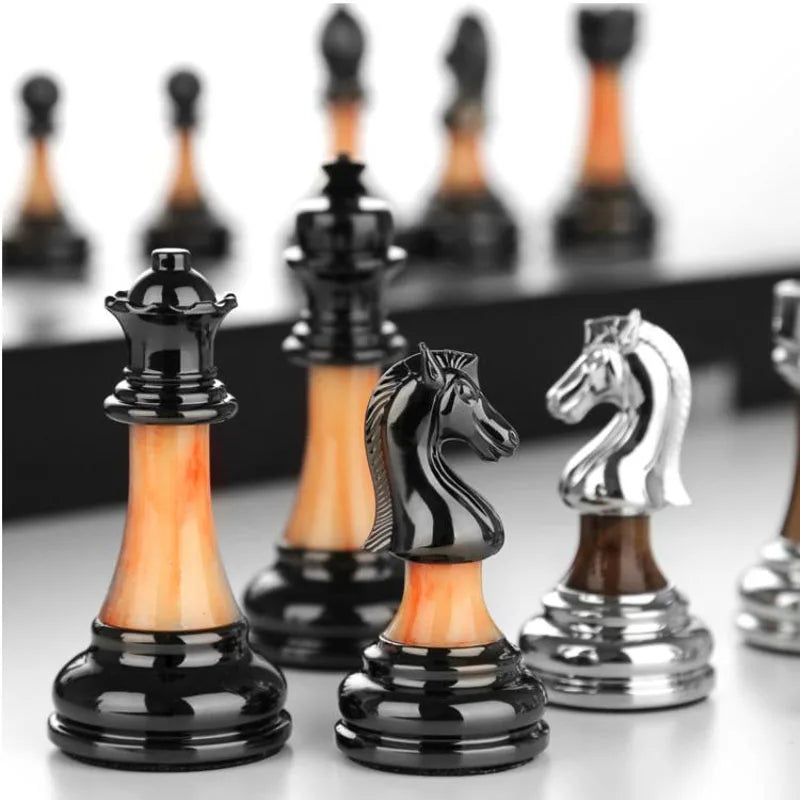 45CM Luxury Chess Set | Foldable With Metal Pieces | Home Ornaments Collection